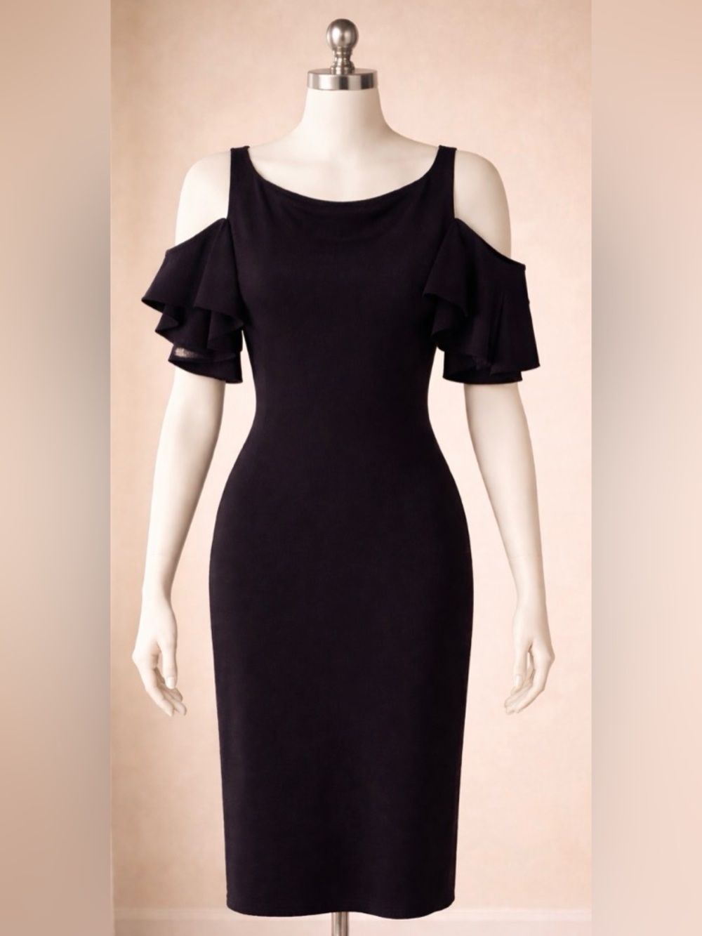 Chiara Boni “La Petite Robe” Black Off-the-Shoulder Cocktail Dress